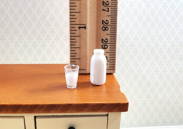 Dollhouse Quart of White Milk with Filled Cup 1:12 Scale Miniature Food - MiniatureCrush