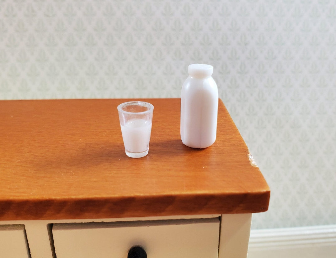 Dollhouse Quart of White Milk with Filled Cup 1:12 Scale Miniature Food - MiniatureCrush