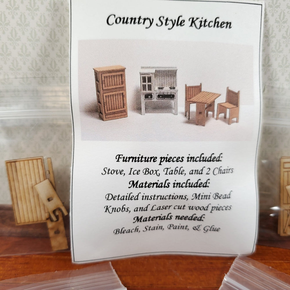 Dollhouse Quarter Scale Furniture KIT DIY Country Kitchen Set Bed Dresser 1:48 - Miniature Crush