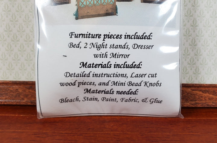 Dollhouse Quarter Scale Furniture KIT DIY Modern Style Bedroom Bed Dressers 1:48 - Miniature Crush