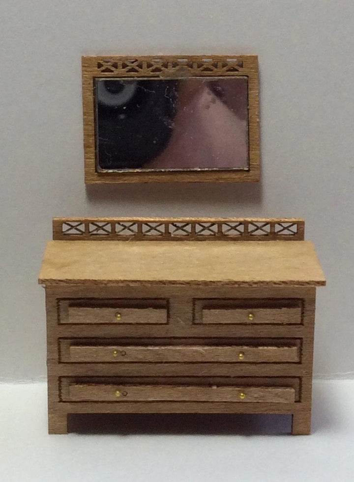 Dollhouse Quarter Scale Furniture KIT DIY Modern Style Bedroom Bed Dressers 1:48 - Miniature Crush