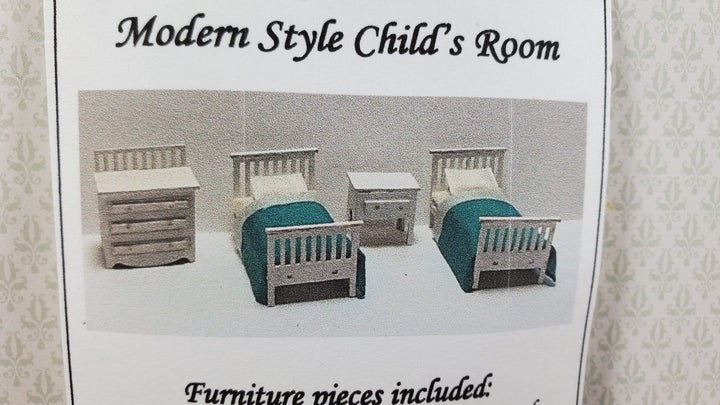 Dollhouse Quarter Scale Furniture KIT DIY Modern Style Bedroom Beds Dresser 1:48 - Miniature Crush