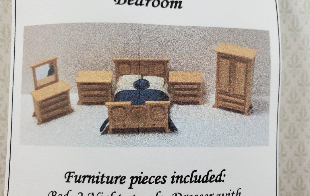 Dollhouse Quarter Scale Furniture KIT DIY Traditional Bedroom Bed Dresser 1:48 - Miniature Crush