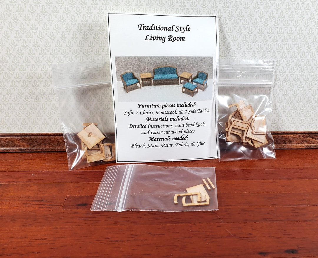 Dollhouse Quarter Scale Furniture KIT DIY Traditional Living Room Sofa + 1:48 - Miniature Crush