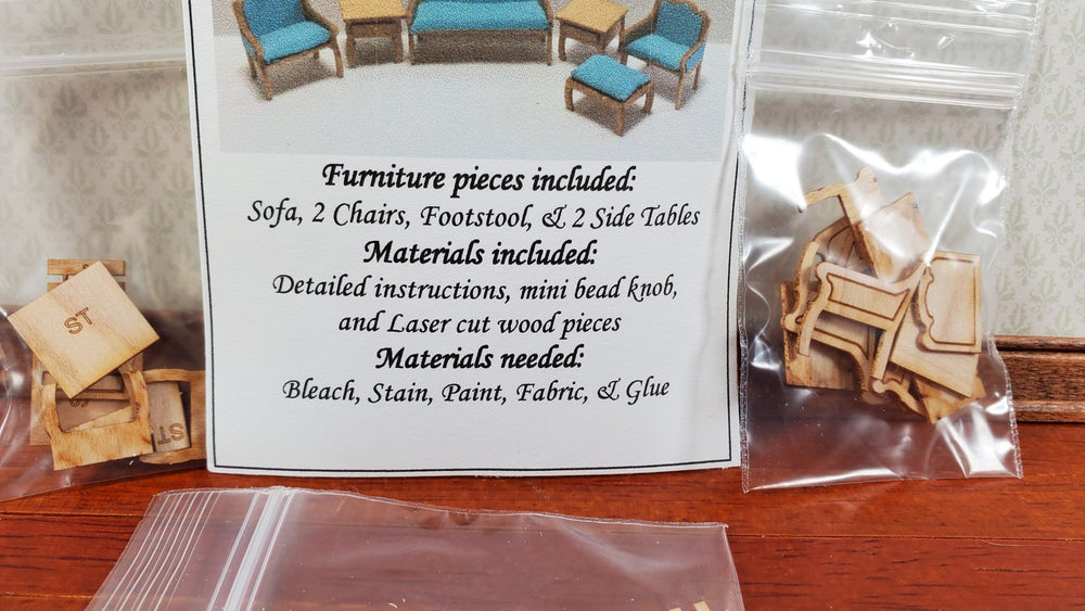 Dollhouse Quarter Scale Furniture KIT DIY Traditional Living Room Sofa + 1:48 - Miniature Crush