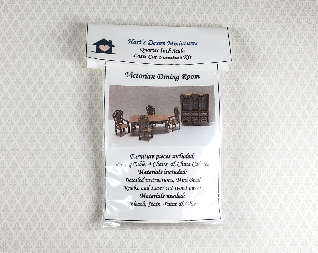 Dollhouse Quarter Scale Furniture Kit DIY Victorian Dining Room Set 1:48 - MiniatureCrush