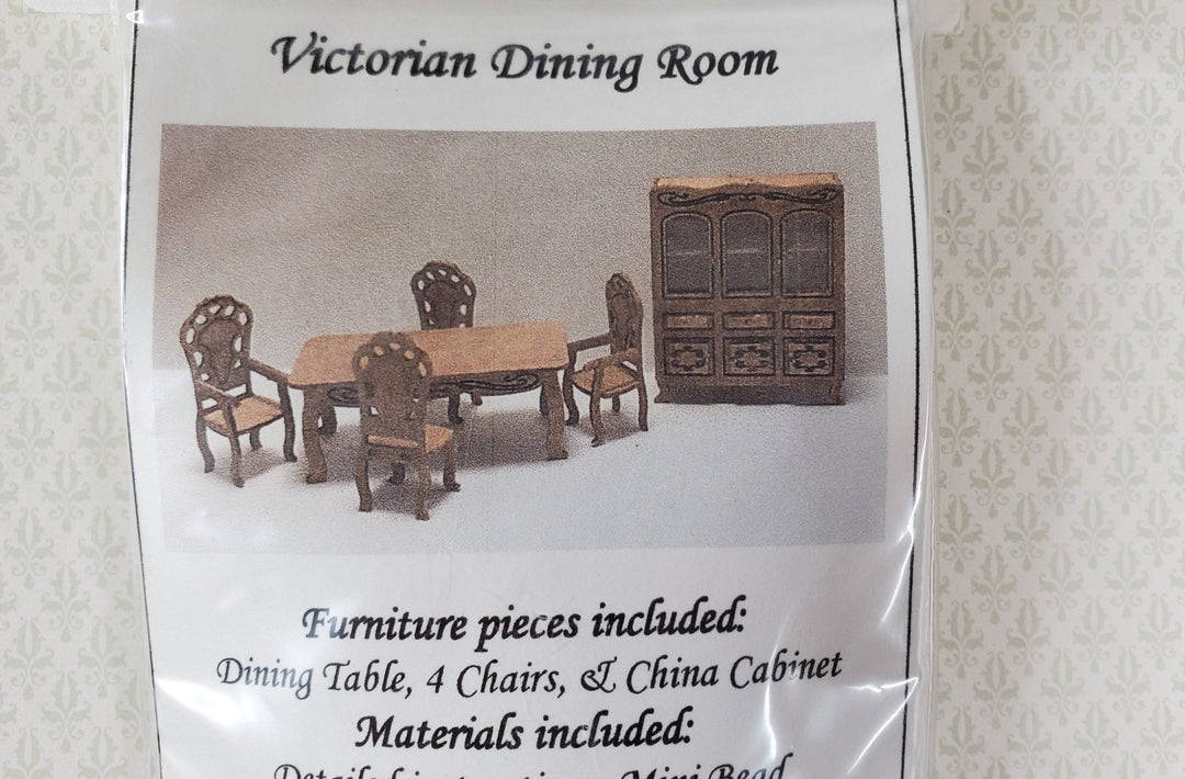 Dollhouse Quarter Scale Furniture Kit DIY Victorian Dining Room Set 1:48 - MiniatureCrush