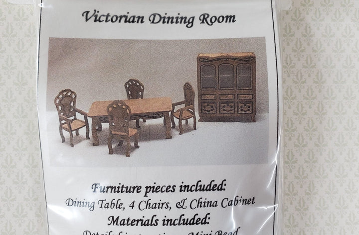 Dollhouse Quarter Scale Furniture Kit DIY Victorian Dining Room Set 1:48 - MiniatureCrush