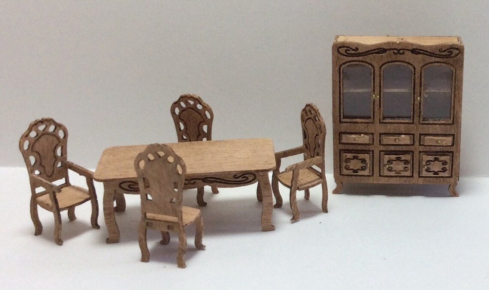 Dollhouse Quarter Scale Furniture Kit DIY Victorian Dining Room Set 1:48 - MiniatureCrush