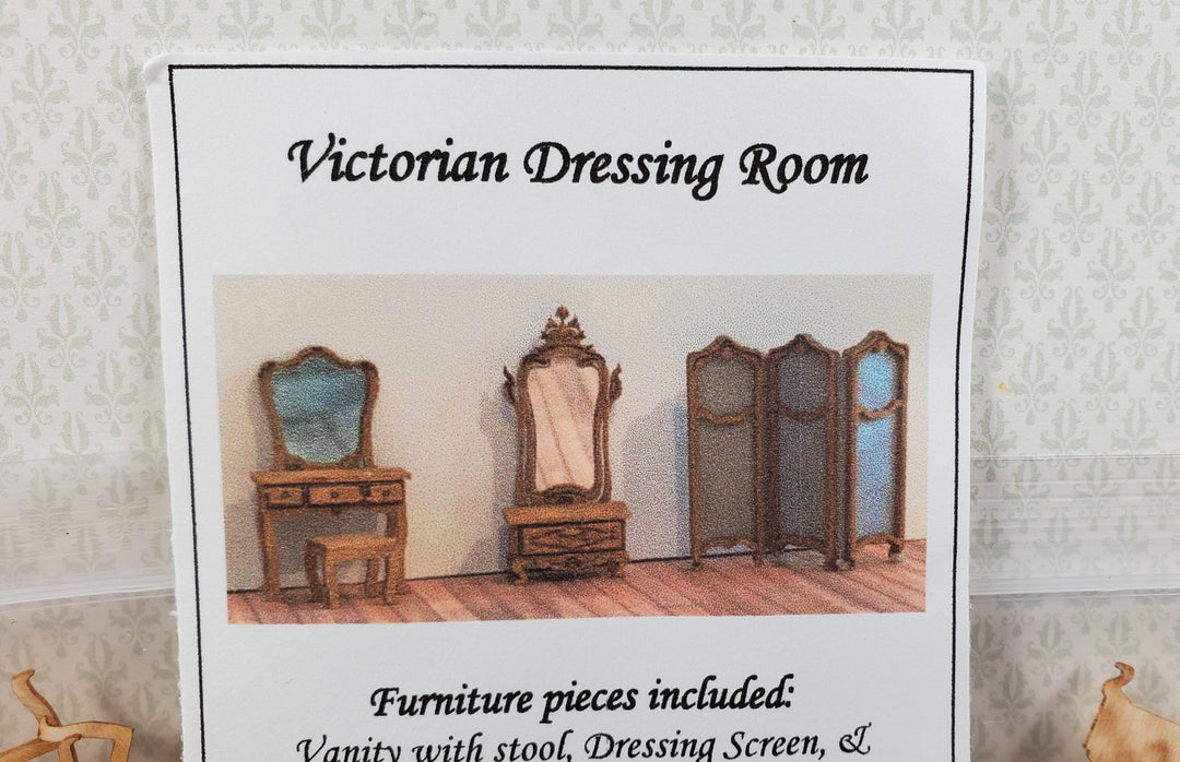 Dollhouse Quarter Scale Furniture KIT DIY Victorian Dressing Room Vanity 1:48 - Miniature Crush