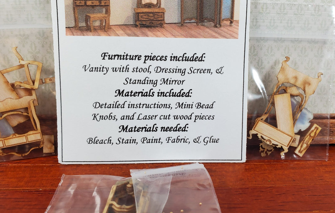 Dollhouse Quarter Scale Furniture KIT DIY Victorian Dressing Room Vanity 1:48 - Miniature Crush