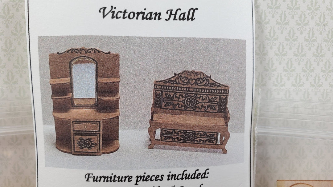 Dollhouse Quarter Scale Furniture KIT DIY Victorian Hall Table and Bench 1:48 - Miniature Crush