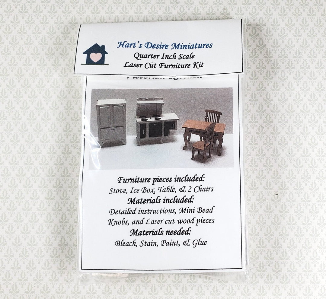 Dollhouse Quarter Scale Furniture Kit DIY Victorian Kitchen Set 1:48 Miniatures - MiniatureCrush