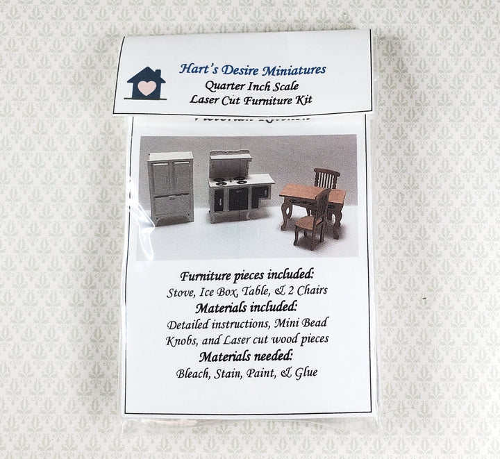 Dollhouse Quarter Scale Furniture Kit DIY Victorian Kitchen Set 1:48 Miniatures - MiniatureCrush