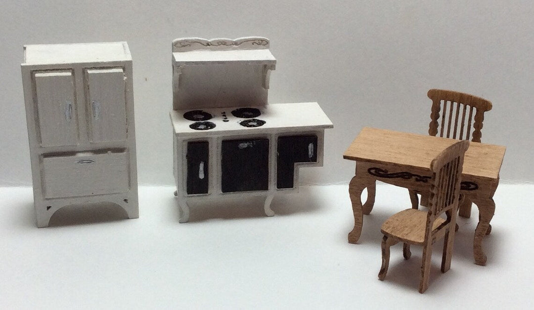 Dollhouse Quarter Scale Furniture Kit DIY Victorian Kitchen Set 1:48 Miniatures - MiniatureCrush