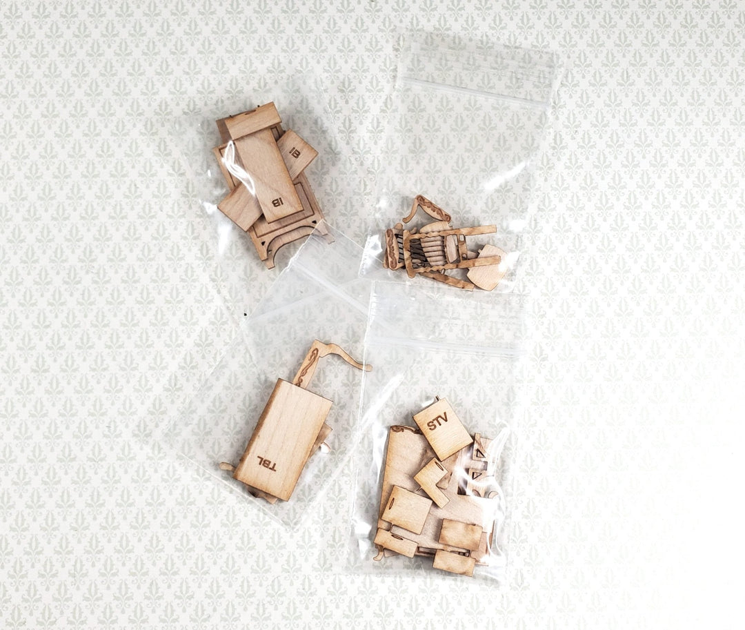 Dollhouse Quarter Scale Furniture Kit DIY Victorian Kitchen Set 1:48 Miniatures - MiniatureCrush