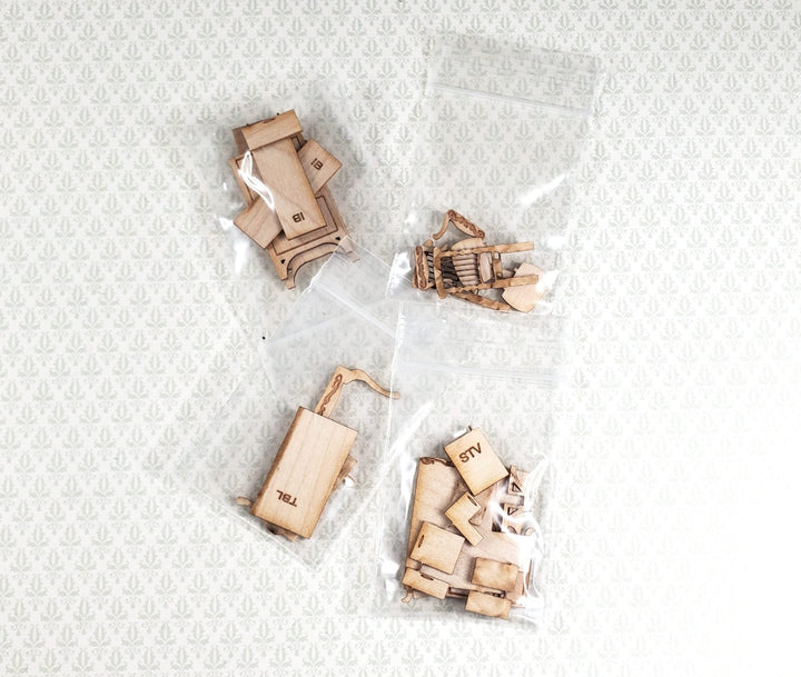 Dollhouse Quarter Scale Furniture Kit DIY Victorian Kitchen Set 1:48 Miniatures - MiniatureCrush