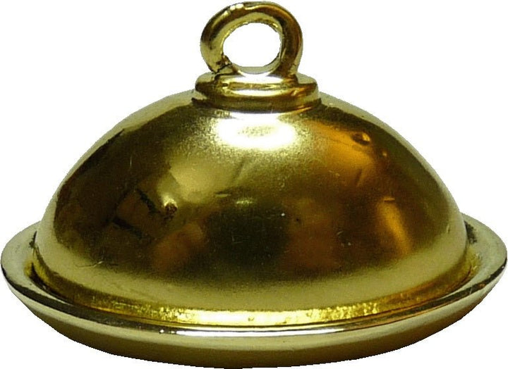 Dollhouse Quarter Scale Tiny Gold Platter with Removable Cover 1:48 Miniature - MiniatureCrush