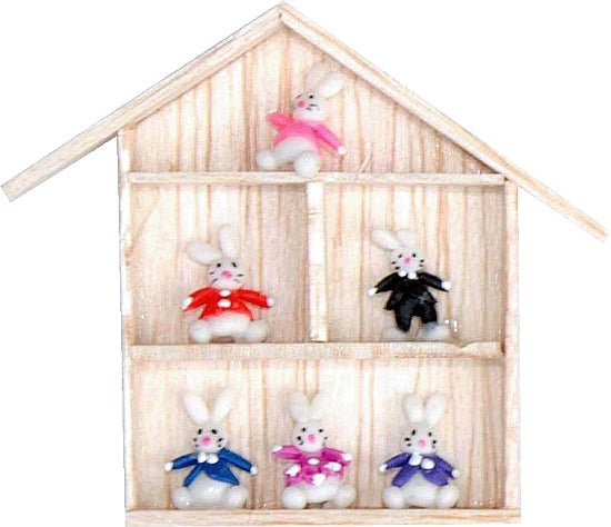 Dollhouse Rabbits in Suits in Shadow Box 1:12 Scale Miniature Decor Accessories - MiniatureCrush