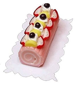 Dollhouse Raspberry Cream Roll Cake 1:12 Scale Miniature Dessert Food - MiniatureCrush