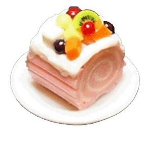 Dollhouse Raspberry Cream Roll Cake 1:12 Scale Miniature Dessert Food - MiniatureCrush