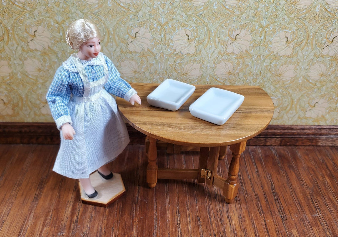 Dollhouse Rectangular White Ceramic Baking Tray Set of 2 1:24 Scale Miniature - MiniatureCrush