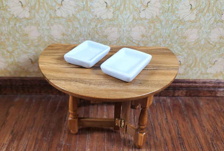 Dollhouse Rectangular White Ceramic Baking Tray Set of 2 1:24 Scale Miniature - MiniatureCrush