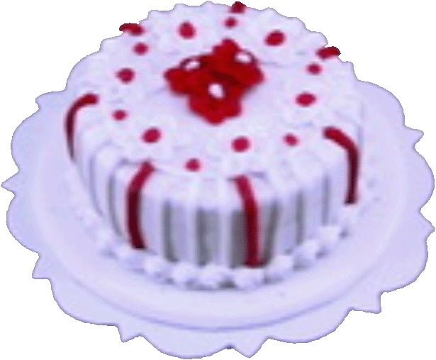 Dollhouse Red and White Floral Cake 1:12 Scale Miniature Dessert Food - MiniatureCrush