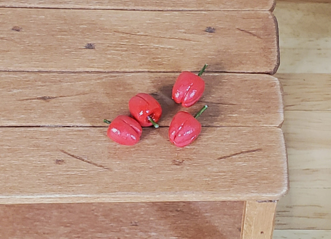 Dollhouse Red Bell Peppers Set of 4 1:12 Scale Miniature Kitchen Food Grocery - MiniatureCrush