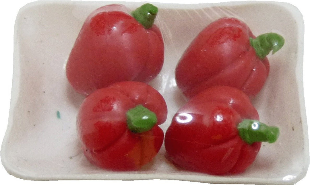 Dollhouse Red Bell Peppers Wrapped 1:12 Scale Miniature Food Kitchen Groceries - MiniatureCrush