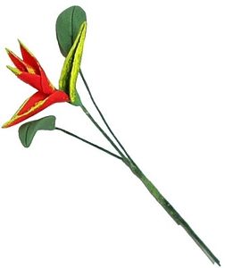 Dollhouse Red Bird of Paradise Single Stem with Foliage 1:12 Scale Miniature - MiniatureCrush