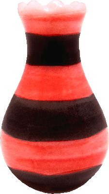 Dollhouse Red & Black Striped Ceramic Vase with Fluted Rim 1:12 Scale Miniature - MiniatureCrush
