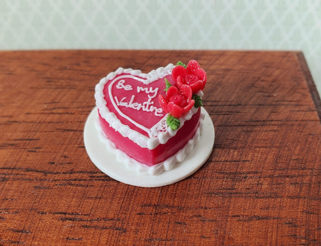 Dollhouse Red Cake Valentines Day Heart Shaped 1:12 Scale Miniature Dessert Food - Miniature Crush