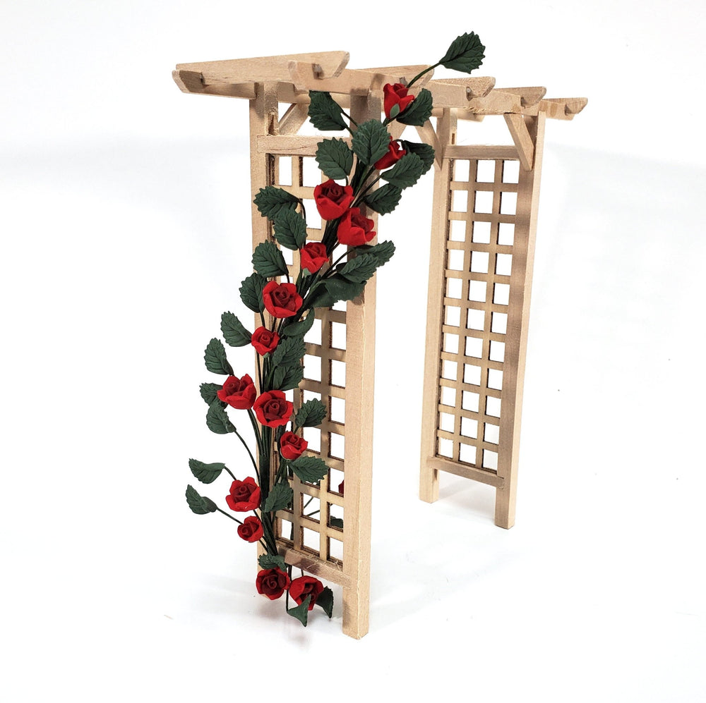 Dollhouse Red Climbing Roses Vine 1:12 Scale Miniature Garden Flowers - MiniatureCrush
