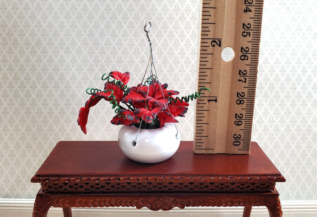 Dollhouse Red Coleus Plant in a Hanging Planter 1:12 Scale Miniature Garden - MiniatureCrush