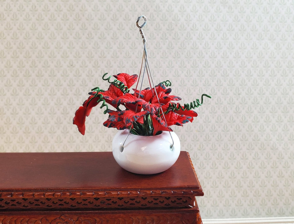 Dollhouse Red Coleus Plant in a Hanging Planter 1:12 Scale Miniature Garden - MiniatureCrush
