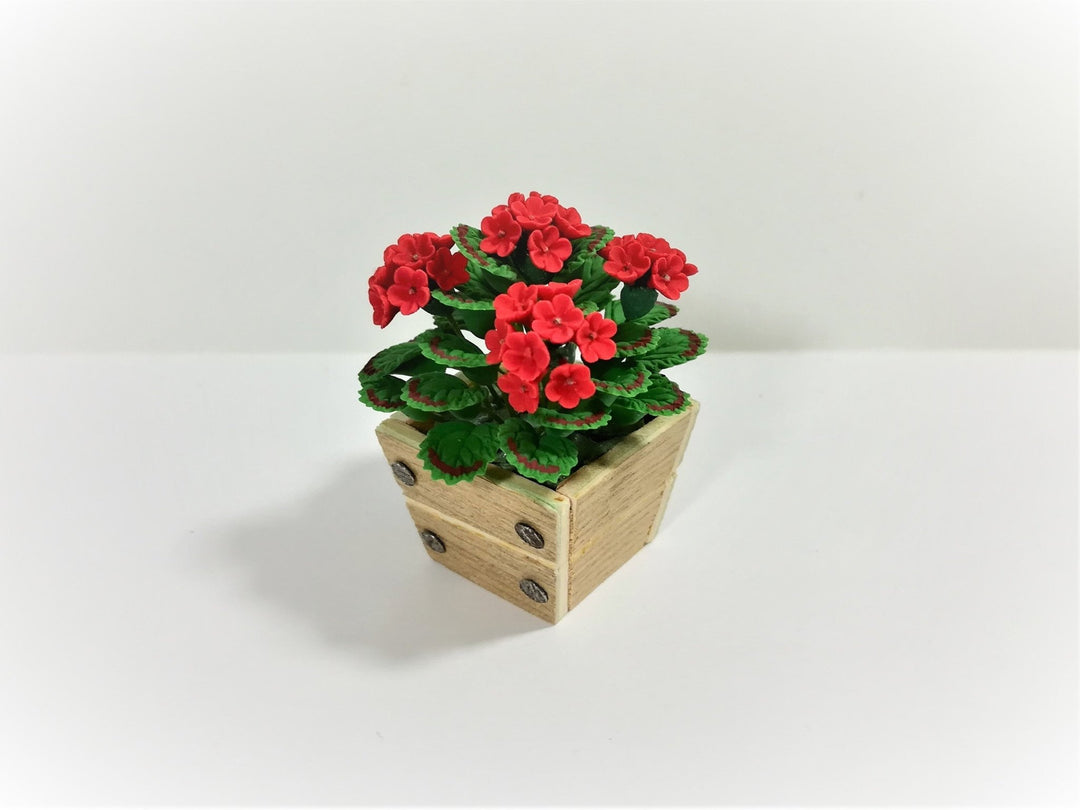 Dollhouse Red Geraniums in Planter Box 1:12 Scale Miniature Flowers Garden - Miniature Crush