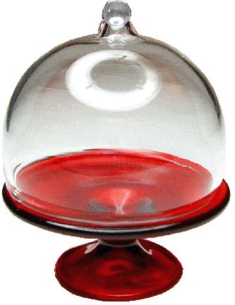 Dollhouse Red Glass Cake Plate with Cover 1:12 Scale Miniature Kitchen - MiniatureCrush