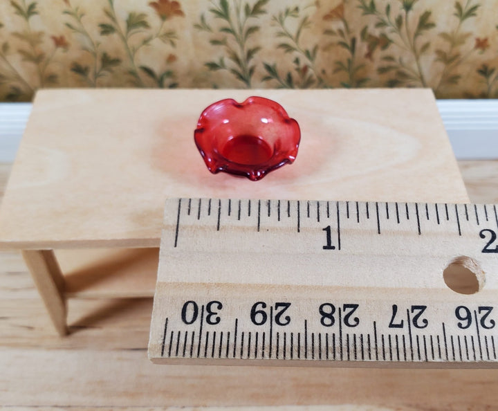 Dollhouse Red Glass Candy Dish or Serving Bowl 1:12 Scale Miniature - MiniatureCrush