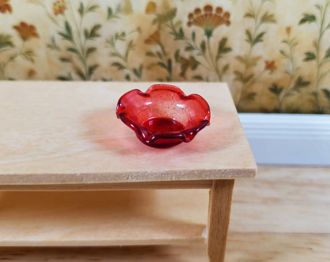 Dollhouse Red Glass Candy Dish or Serving Bowl 1:12 Scale Miniature - MiniatureCrush