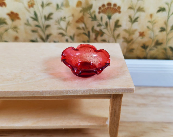 Dollhouse Red Glass Candy Dish or Serving Bowl 1:12 Scale Miniature - MiniatureCrush