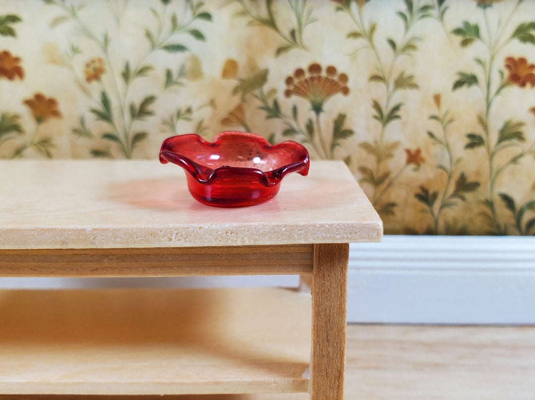 Dollhouse Red Glass Candy Dish or Serving Bowl 1:12 Scale Miniature - MiniatureCrush