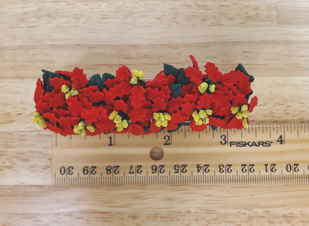 Dollhouse Red Poinsettias in Window Box Planter 1:12 Scale Miniature 3 3/8" - MiniatureCrush