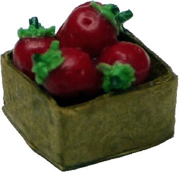 Dollhouse Red Strawberries in a Small Basket 1:12 Scale Miniature Food Kitchen - MiniatureCrush