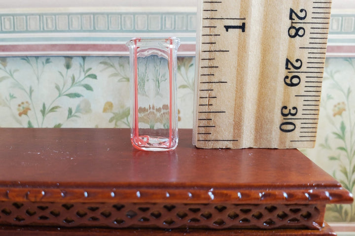 Dollhouse Red Striped Square Modern Glass Vase 1:12 Scale Miniature Flowers - MiniatureCrush