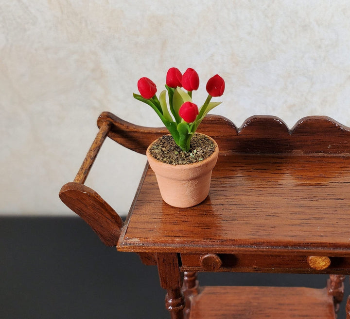 Dollhouse Red Tulips in a Terra Cotta Pot 1:12 Scale Miniature - MiniatureCrush
