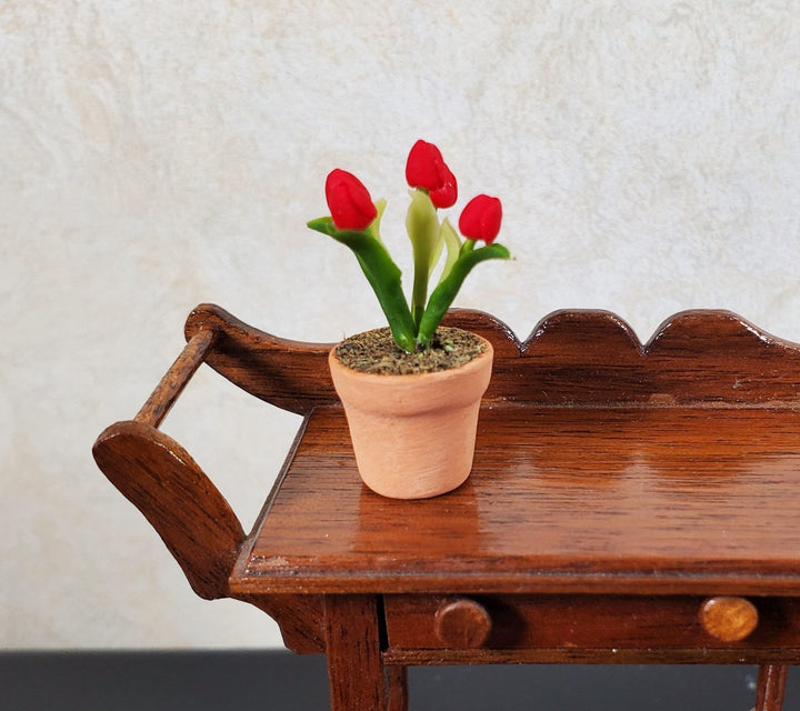 Dollhouse Red Tulips in a Terra Cotta Pot 1:12 Scale Miniature - MiniatureCrush
