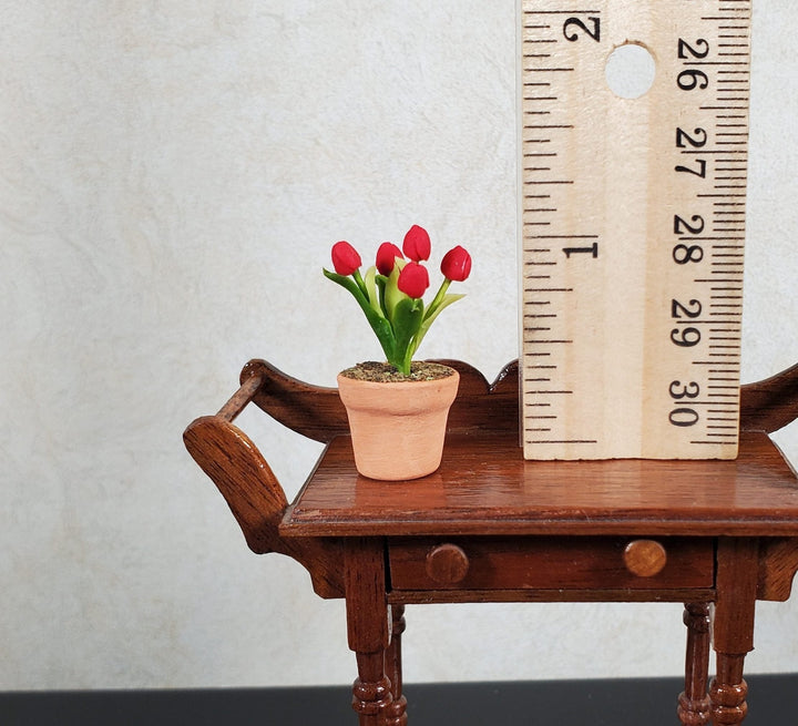 Dollhouse Red Tulips in a Terra Cotta Pot 1:12 Scale Miniature - MiniatureCrush