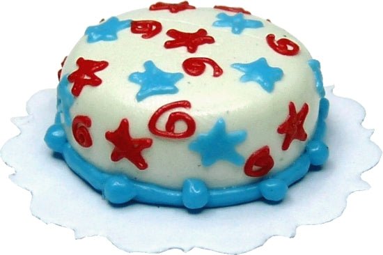 Dollhouse Red White and Blue Star Cake 1:12 Scale Miniature Dessert Food - MiniatureCrush