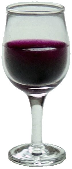 Dollhouse Red Wine in Handblown Glass 1:12 Scale Miniature Drink - MiniatureCrush